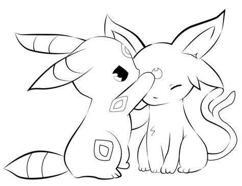Pokemon Umbreon Umbreon And Espeon Eevee Evolutions Love Coloring Pages Cartoon Coloring