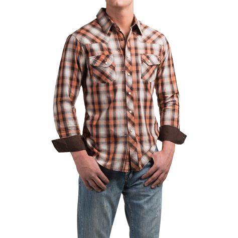 Rock And Roll Cowboy Plaid Stitched Western Shirt For Men Save 57