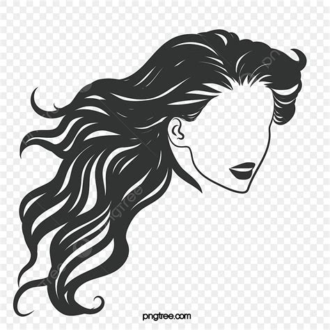 Woman Long Hair Vector Art Png Sexy Monochrome Long Hair Woman Woman