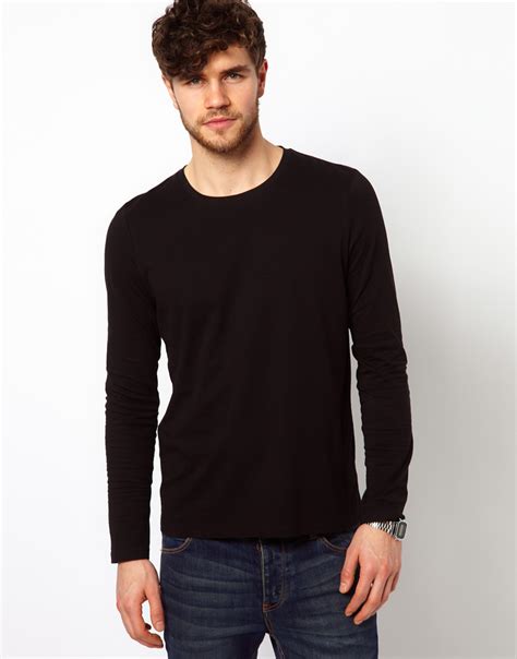 Lyst Asos Slim Fit Long Sleeve T Shirt With Crew Neck In Black For Men