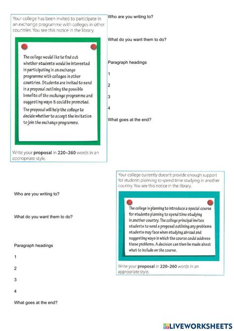 Advanced Proposal Planning Worksheet Live Worksheets
