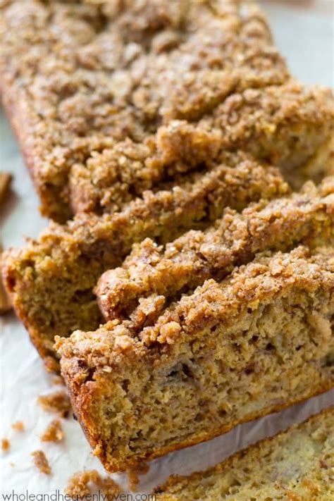 Each serving provides 334 kcal, 5g protein, 53g carbohydrates (of which 30g sugars), 11g fat (of which 6.5g saturates), 2g fibre and 0.8g salt. Cinnamon Streusel Coffee Cake Banana Bread