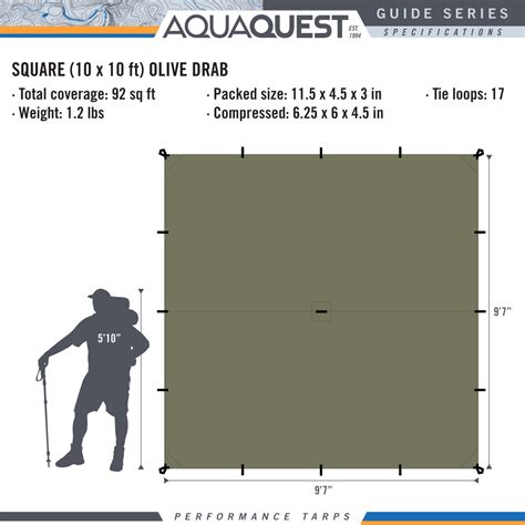 Guide Sil Tarp Square 10 X 10 Ft Aqua Quest Waterproof