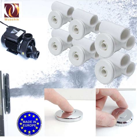 These baths are designed with jets within the interior of the tub and come in a varying number. DIY Whirlpool bath tub KIT 6 Jets ASV pump, button, white New!