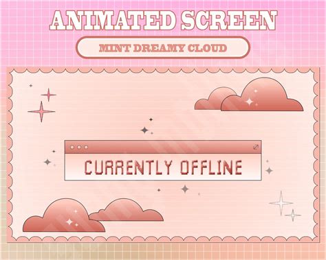 5x Animated Twitch Cute Peach Color Dreamy Cloud Screens Animated