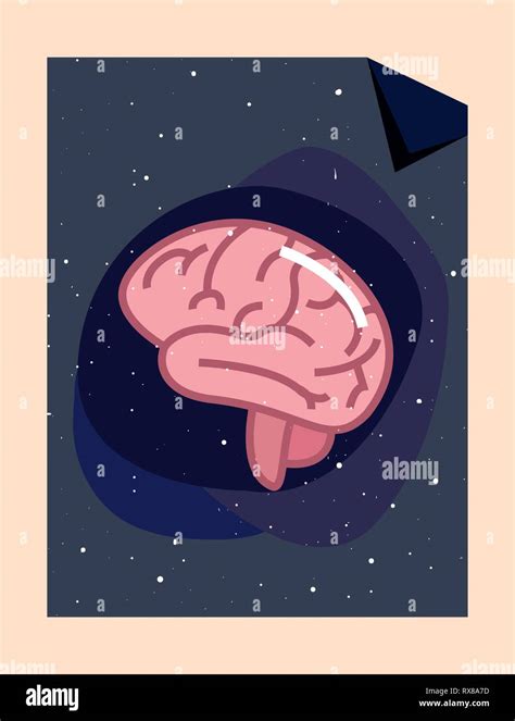 Human Brain Organ Think Poster Vector Illustration Stock Vector Image