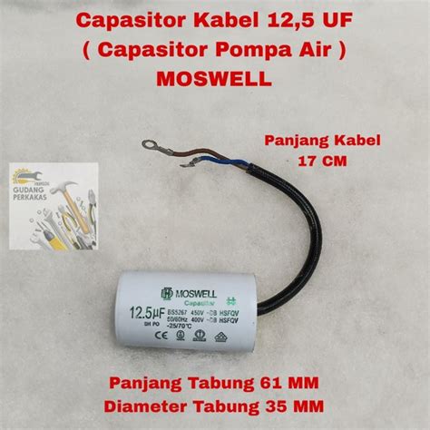 Jual Capasitor Bulat Kabel 12 5 UF MOSWELL Capacitor Kapasitor