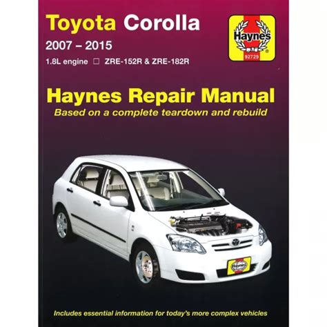 Toyota Corolla 2007 2015 Reparaturanleitung Haynes