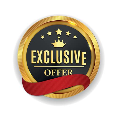 Exclusive Offer Golden Medal Icon Seal Sign Isolated On White