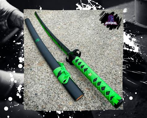 Zombie Hunter Green Katana Ninja Samurai Sword Biohazard Tsuba Etsy
