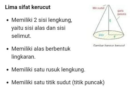 Detail Sifat Sifat Kerucut Beserta Gambar Dan Penjelasannya Koleksi