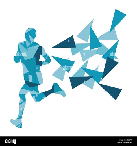 Marathon Runner Abstract Vector Background Concept Made Of Fragments