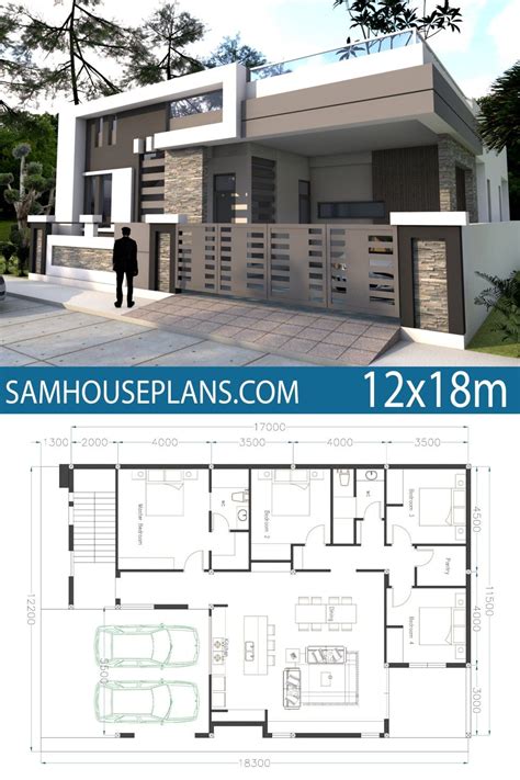Home Design 40x60f With 4 Bedrooms Sam House Plans Small Modern