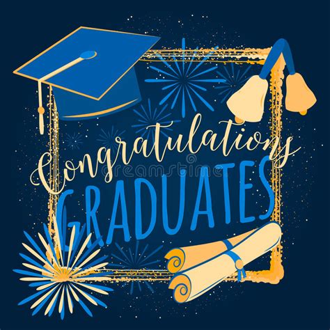 Vector Illustration On Dark Background Congratulations Graduates 2016