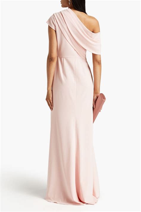 Badgley Mischka Off The Shoulder Draped Crepe Gown The Outnet