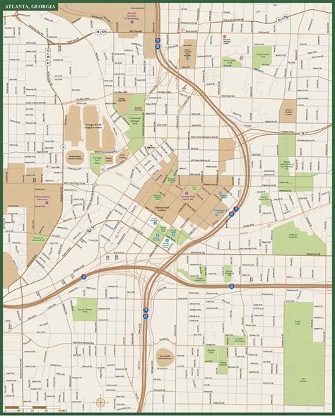 Atlanta Downtown Wall Map By Map Resources Mapsales