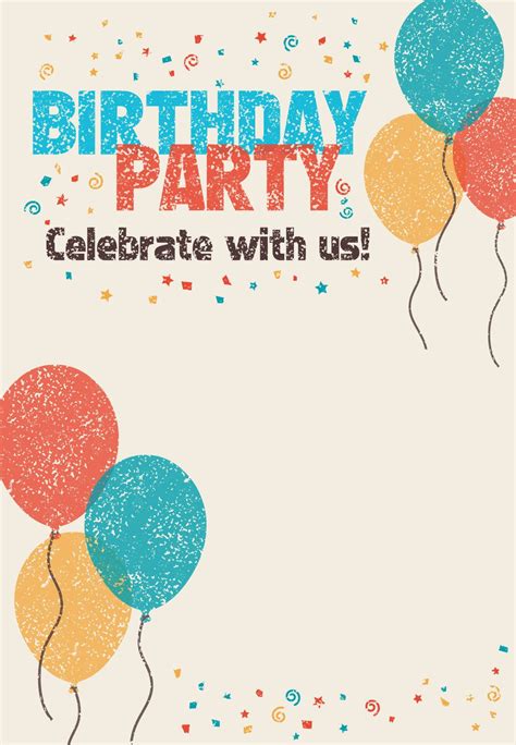 Celebrate With Us Free Birthday Invitation Template G Happy