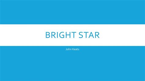Bright Star By John Keats Youtube
