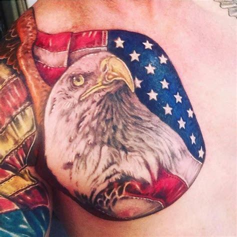 American Flag Chest Tattoos