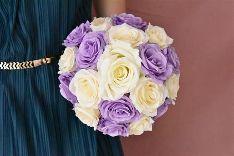 Lilac Wedding Bouquets Ivory Rose Bouquets For Bride Bridemaid Etsy