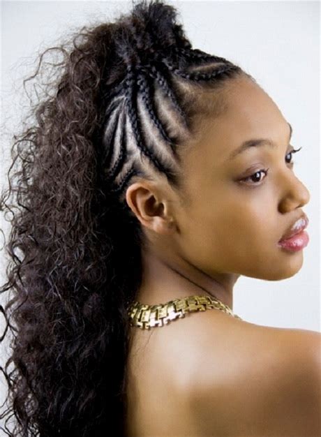 In these hairstyles, the hair is colored blonde and sometimes honey blonde. Braided mohawk hairstyles for black women