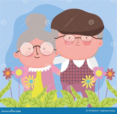 abuelos felices día pareja de ancianos abrazando caricatura abuelo personajes de abuela con