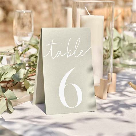 Sage Green Card Wedding Table Numbers Script Wedding Table Numbers 1