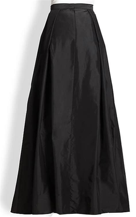 Plus Size Black Taffeta Maxi Skirt With Inverted Pleats Elizabeths