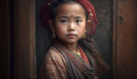 premium photo beautiful nepali girl attire image