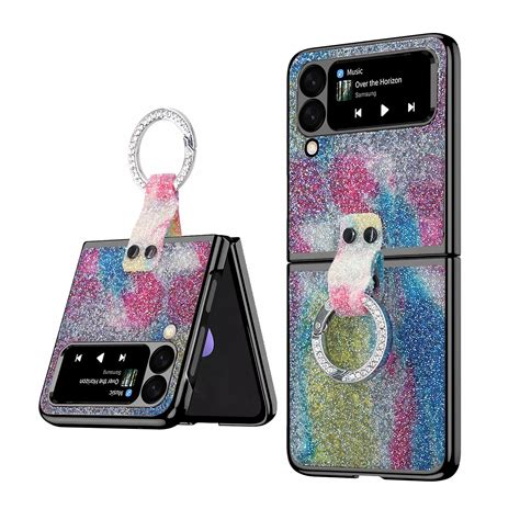Dteck Glitter Case For Samsung Galaxy Z Flip 3 With Ring Shiny Bling