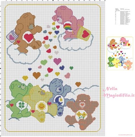 If stitched in 14 count, project would measure 10 wide by 12.65 high. Care Bears in the clouds blanket - free cross stitch ...