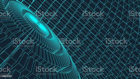 Abstract 3d Illuminated Distorted Mesh Sphere Neon Sign Futuristic