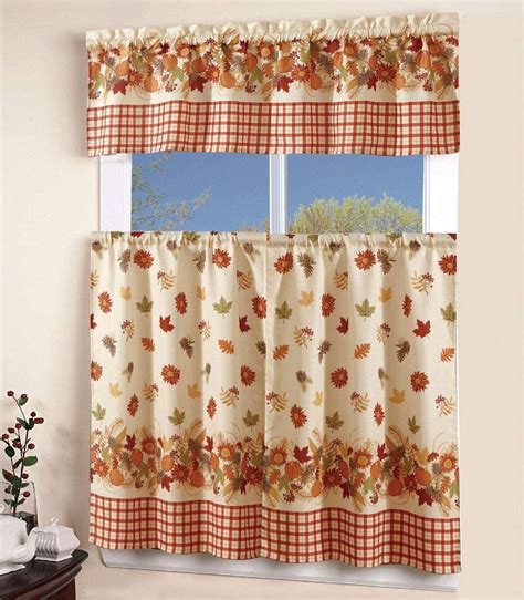 3 Piece Kitchen Curtain Linen Set With 2 Tiers 27 W Total Width 54 X