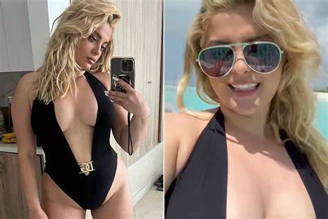 Bebe Rexha Shows Off All Her Curves In A Daring And Super Low Cut One Piece Swimsuit