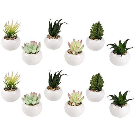 Mini Potted Succulents 12 Pack Miniature Fake Faux