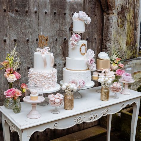 Elegant Wedding Dessert Table With Gold Glitter Jars Pressed Glass Vases From The Candy Table