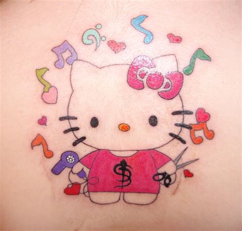 Hello Kitty Tattoo With The Hair Dryer And Scissors But No Music Notes