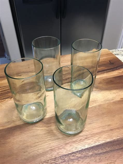 Upcycled Aqua Drinking Glasses Made From Reclaimed Wine Bottles By