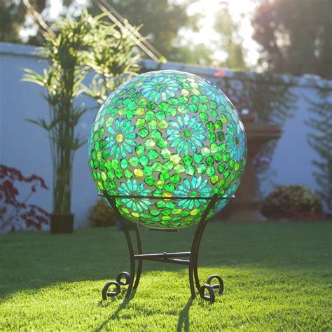 Alpine 16 Inch Indoor Outdoor Glass Gazing Globe With Led Lights And