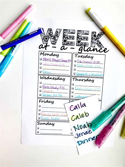 Color Coded Weekly Planner Printables For Teachers And Parents I Can