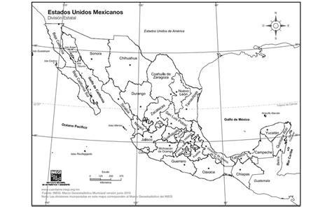 Mapa De México Con Nombres República Mexicana Y División Política