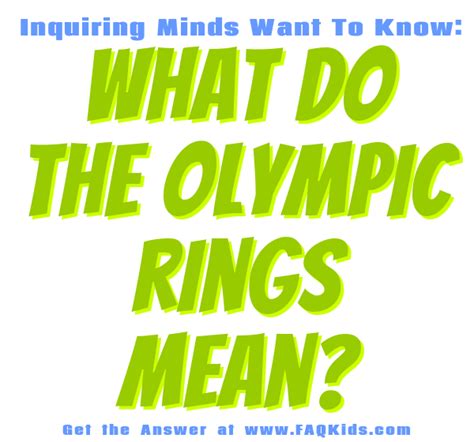 The meaning of the five olympic rings, according to the international olympic committee, is ┗ the interlaced olympic rings stand for unity among the five continents, which come together on a. What do the Olympic rings mean? - Questions kids ask about ...