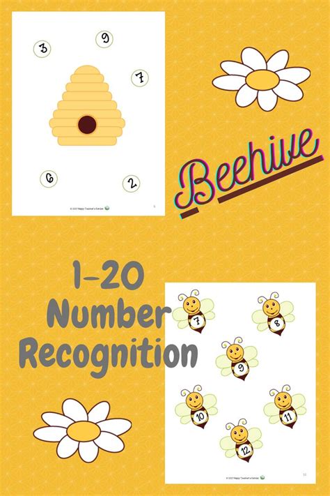 Bees Beehive Number Recognition 1 20 Fun Printables Learning