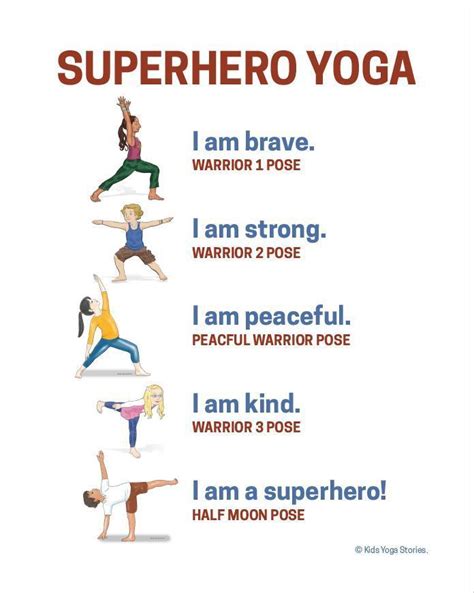 superheld yoga plakat in 2020 kids yoga poses childrens