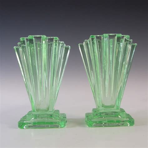 Large Bagley Grantham Art Deco Green Glass Vase Art Deco Vases Art My Xxx Hot Girl