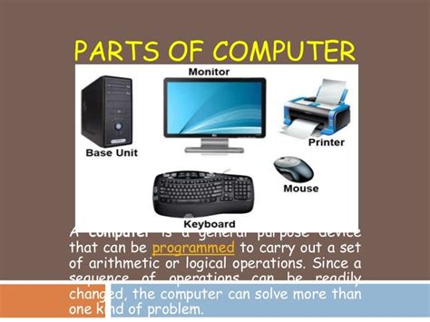 Basic Parts Of Computer Ppt Microsoft Office Powerpoint Parts Use And