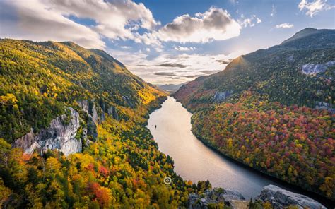 1920x1200 Resolution Adirondack Mountains River Clouds Trees 1200p
