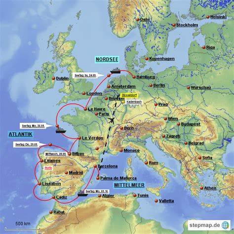 Wir zählen hier nicht den stadtraumbegriff, sondern die stadtbevölkerung. StepMap - Westeuropa mit der Mein Schiff 4.1 - Landkarte ...