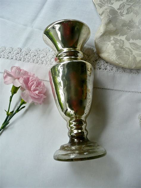 Antique Mercury Glass Silver Vase Victorian Bud Vase