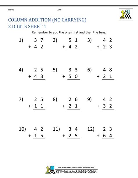 Free Printable 1st Grade Math Worksheets Addition In Pdf Math Review